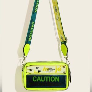 mini neon lime letter print crossbody bag